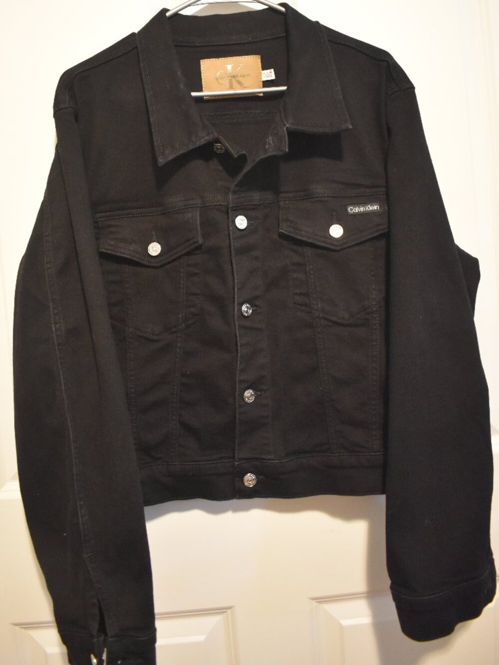 Calvin Klein XXL Black Denim Trucker Jacket Button Front